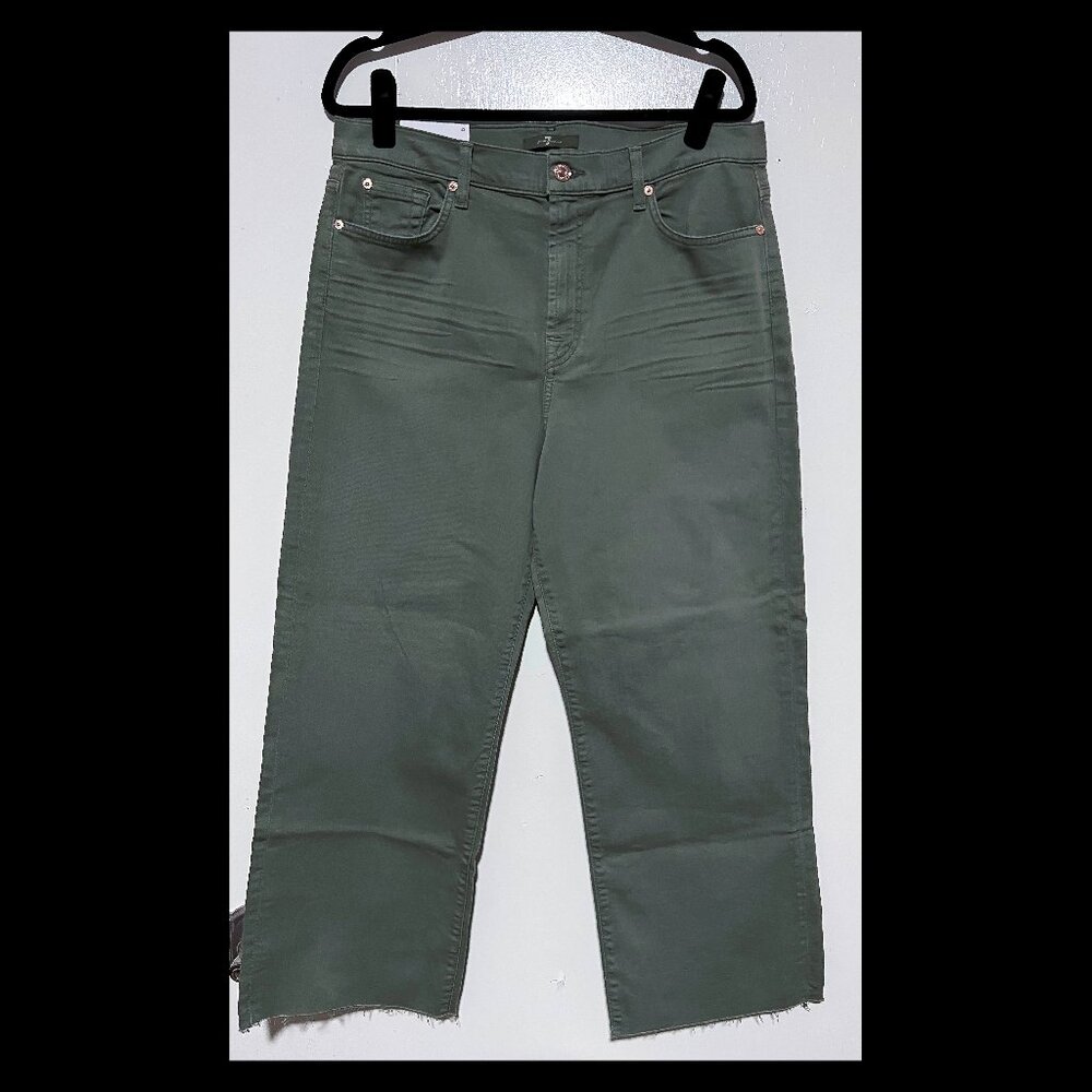 7 For All Mankind Womens Alexa Olive Cropped Trouser Jeans Size 32 NWT